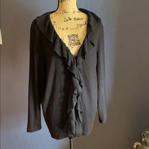 Black ruffle cardigan